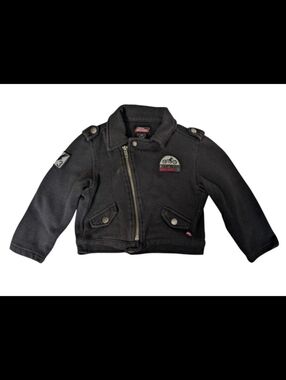 Kids Black Motorcycle-Style Jacket - Size: 24 Months